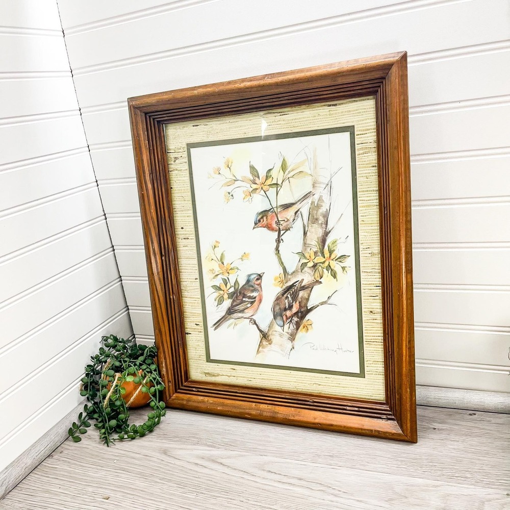 Vintage Bird Painting Print by Paul Whitney Hunter in Wooden Frame - Picture 8 of 8